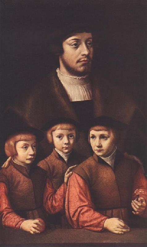 BRUYN, Barthel Portrait of a Man with Three Sons oil painting picture
